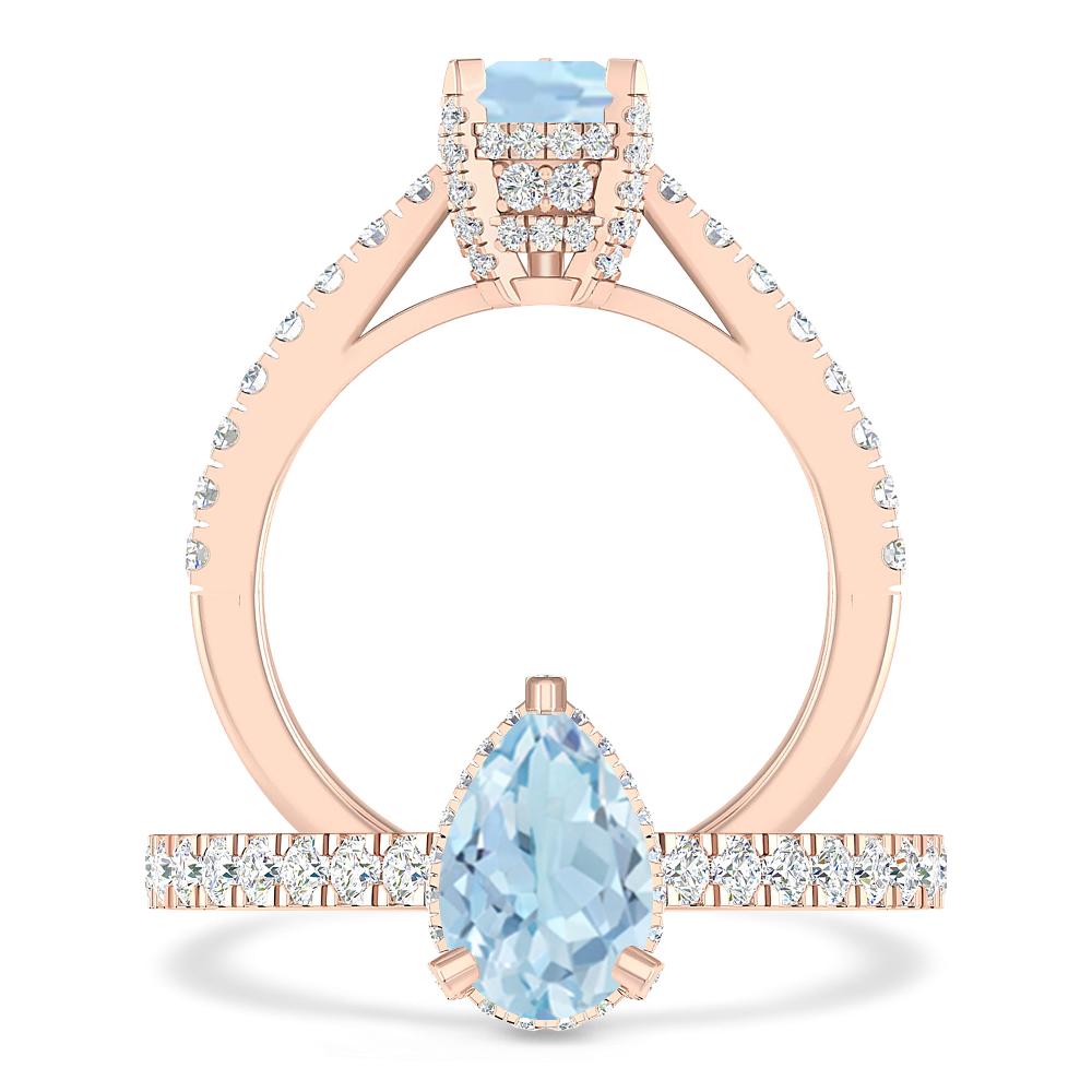 Rose Gold - Aquamarine