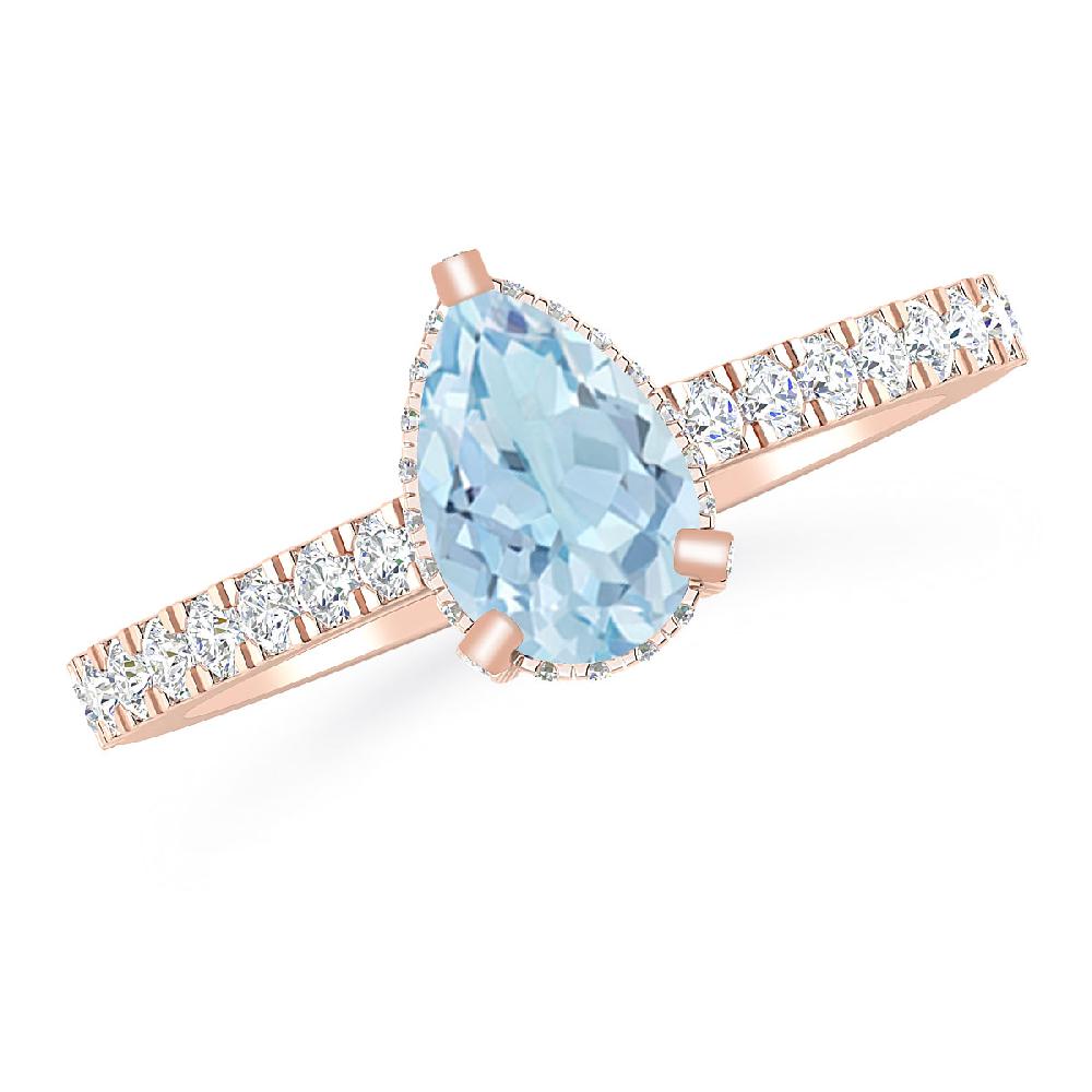 Rose Gold - Aquamarine