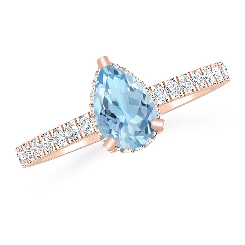 Rose Gold - Aquamarine