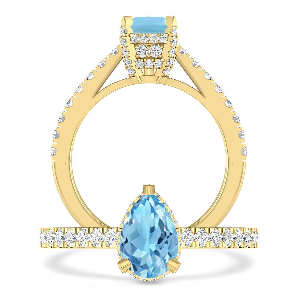 Yellow Gold - Blue Topaz