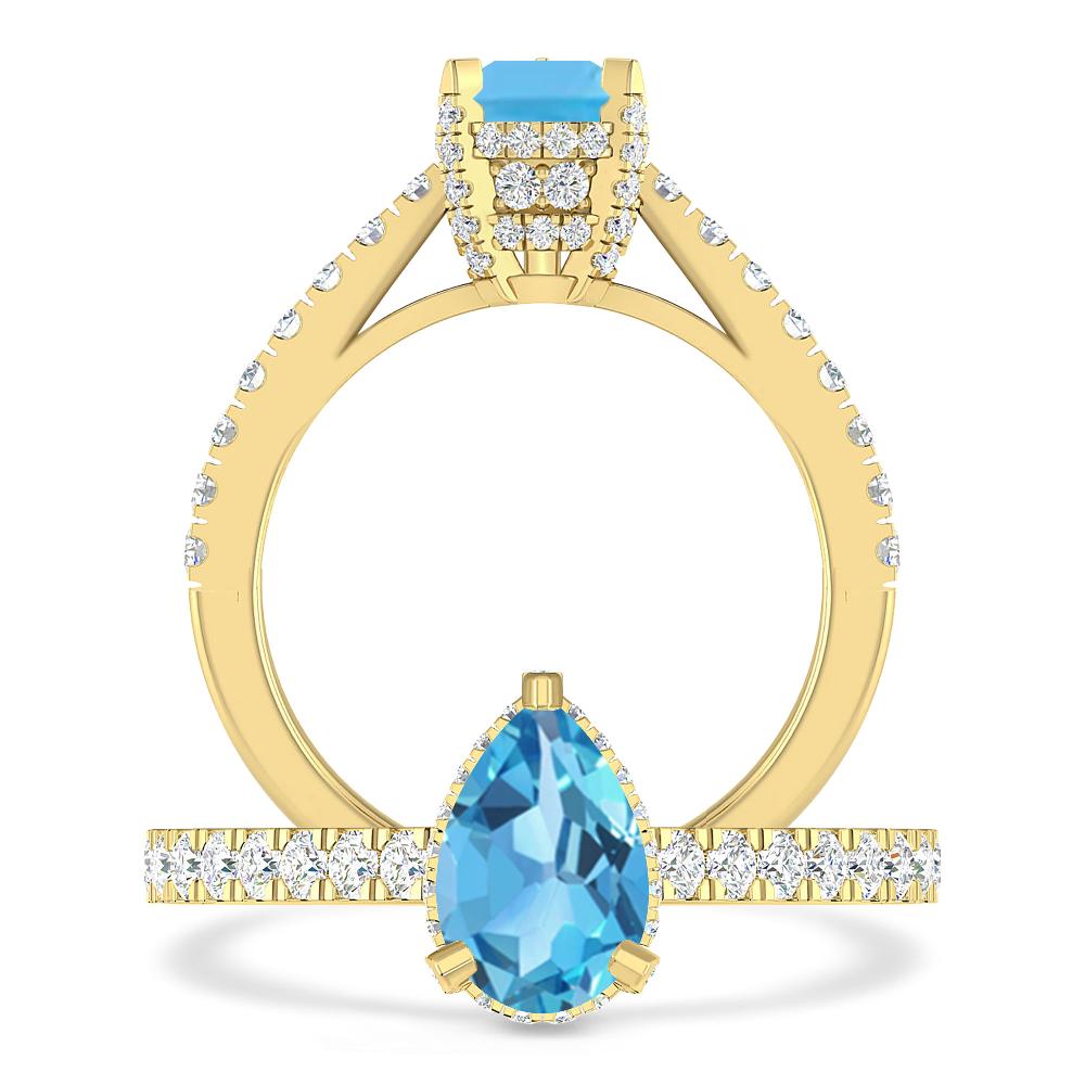 Yellow Gold - Blue Topaz