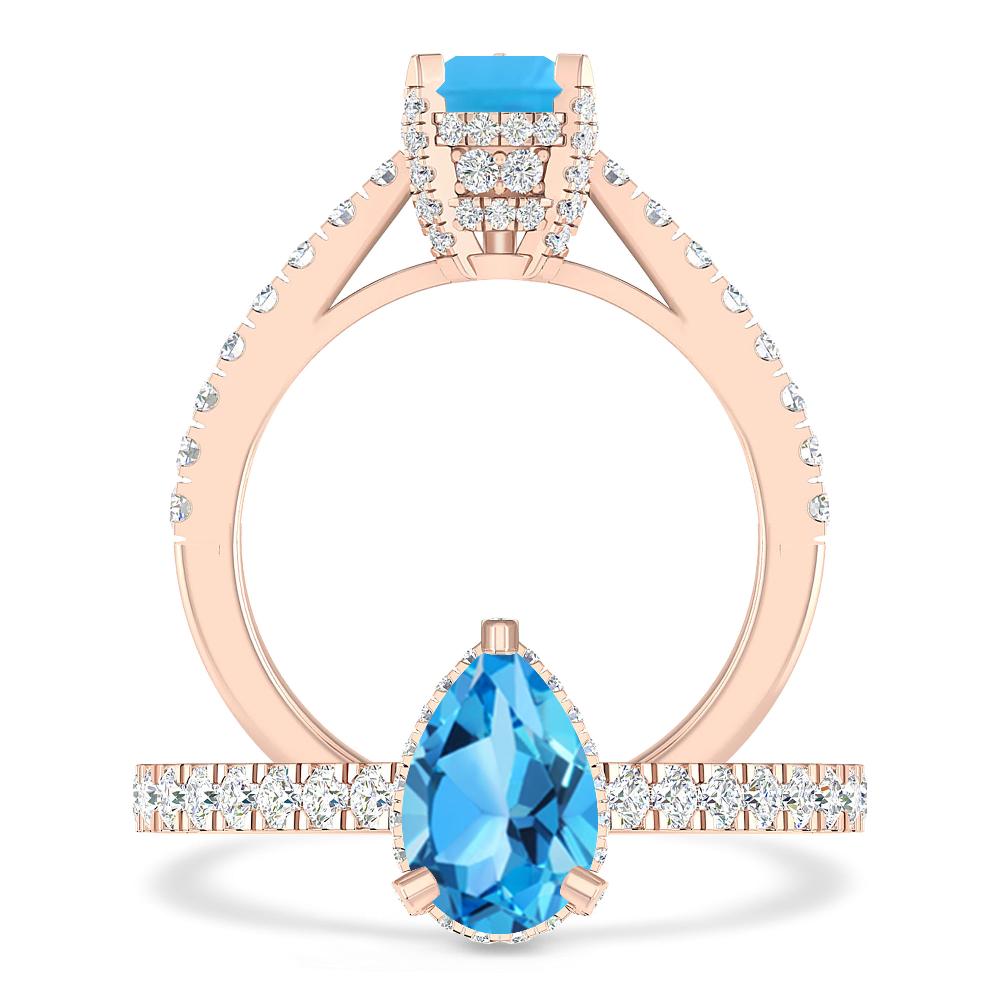 Rose Gold - Blue Topaz