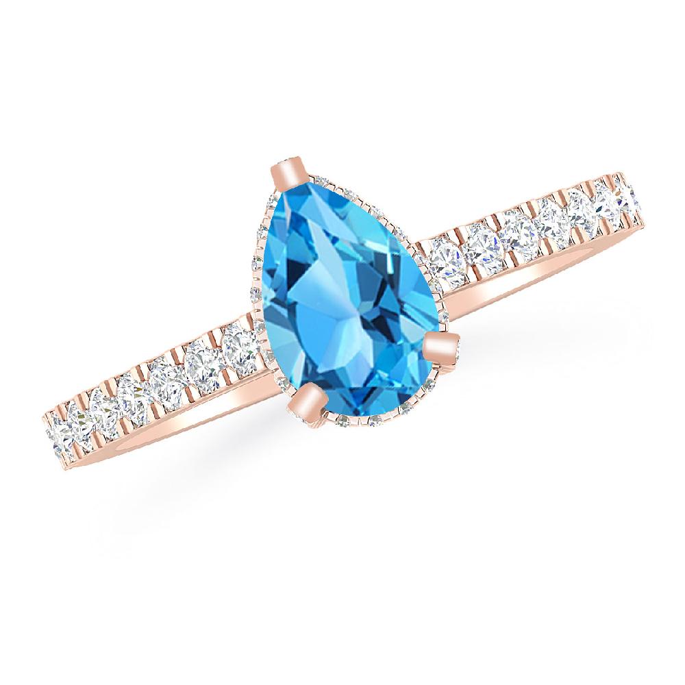 Rose Gold - Blue Topaz