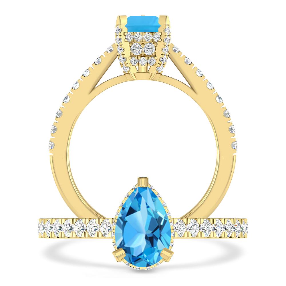 Yellow Gold - Blue Topaz