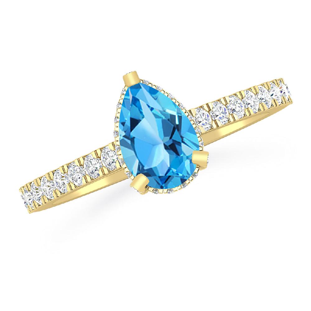 Yellow Gold - Blue Topaz