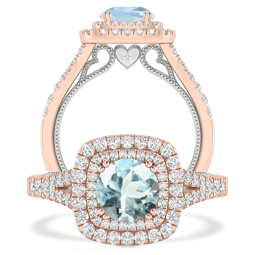 Rose Gold - Aquamarine