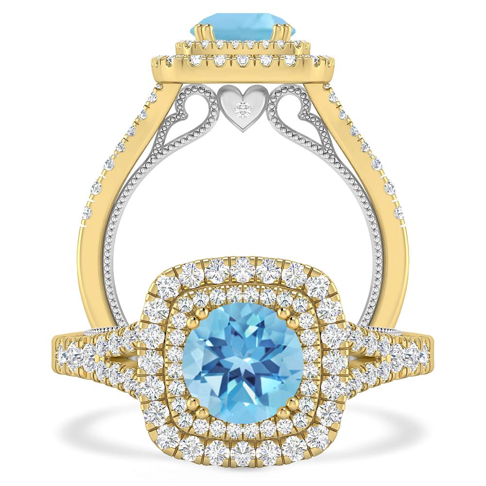 Yellow Gold - Blue Topaz