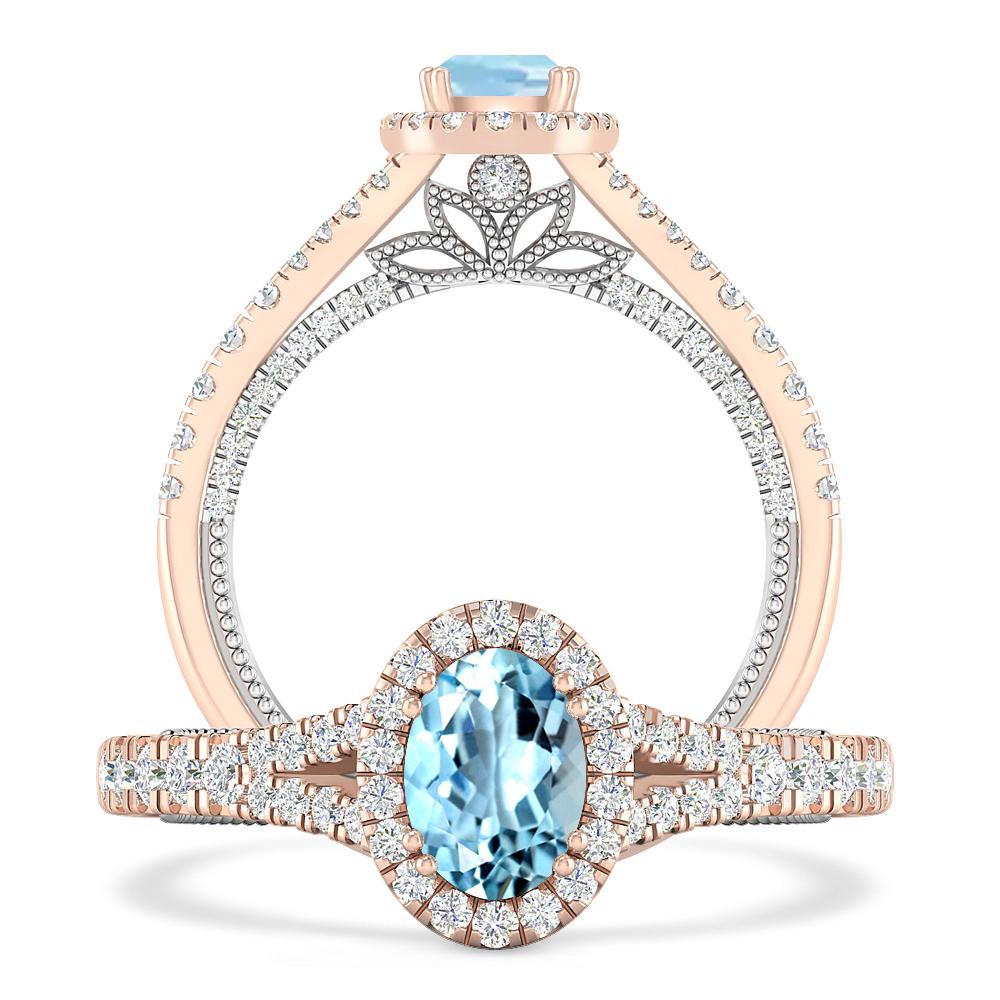 Rose Gold - Aquamarine