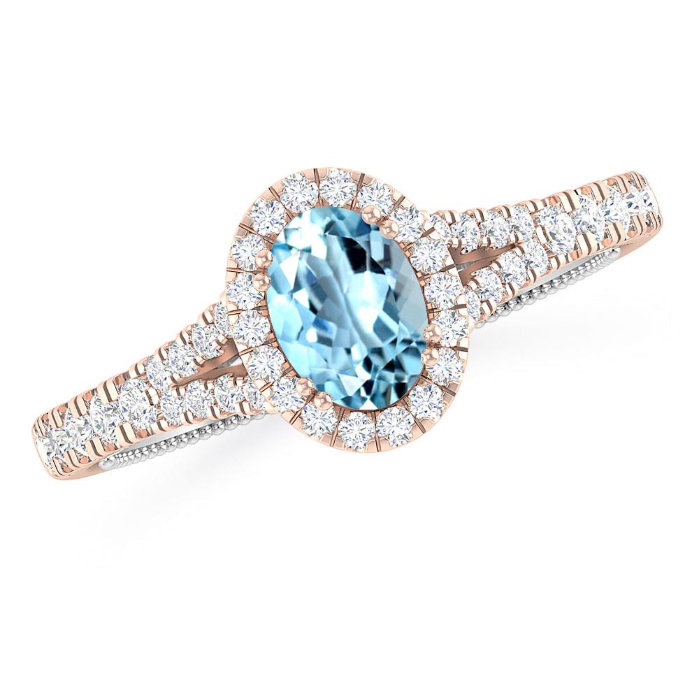 Rose Gold - Aquamarine