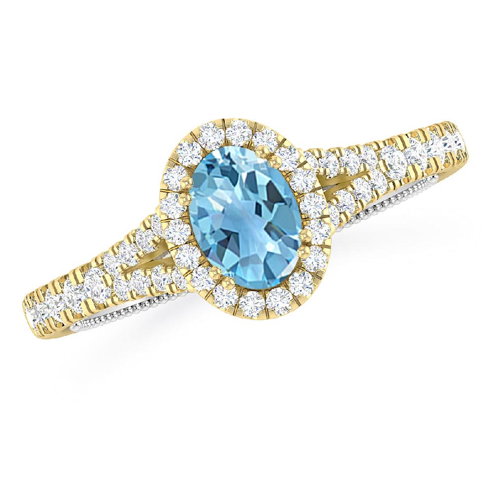 Yellow Gold - Blue Topaz