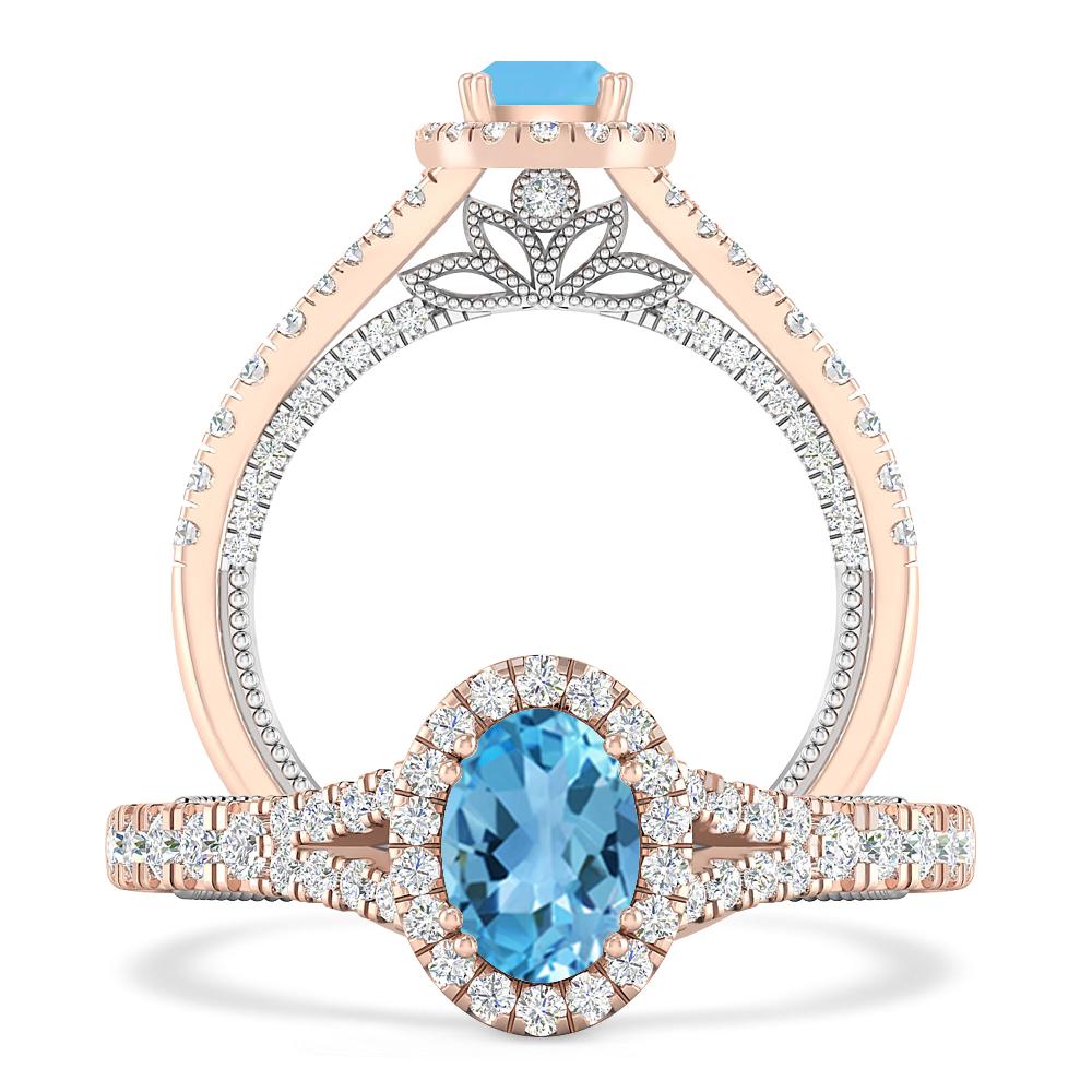 Rose Gold - Blue Topaz