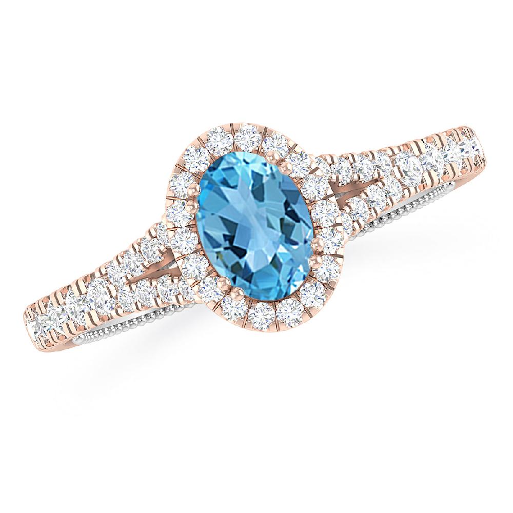 Rose Gold - Blue Topaz