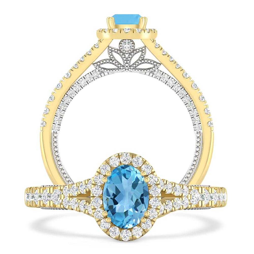 Yellow Gold - Blue Topaz