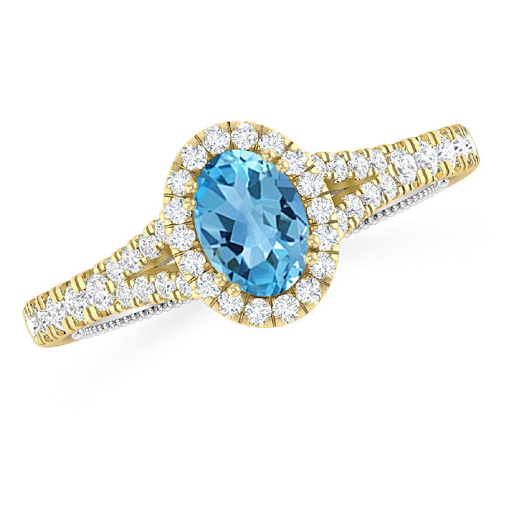 Yellow Gold - Blue Topaz