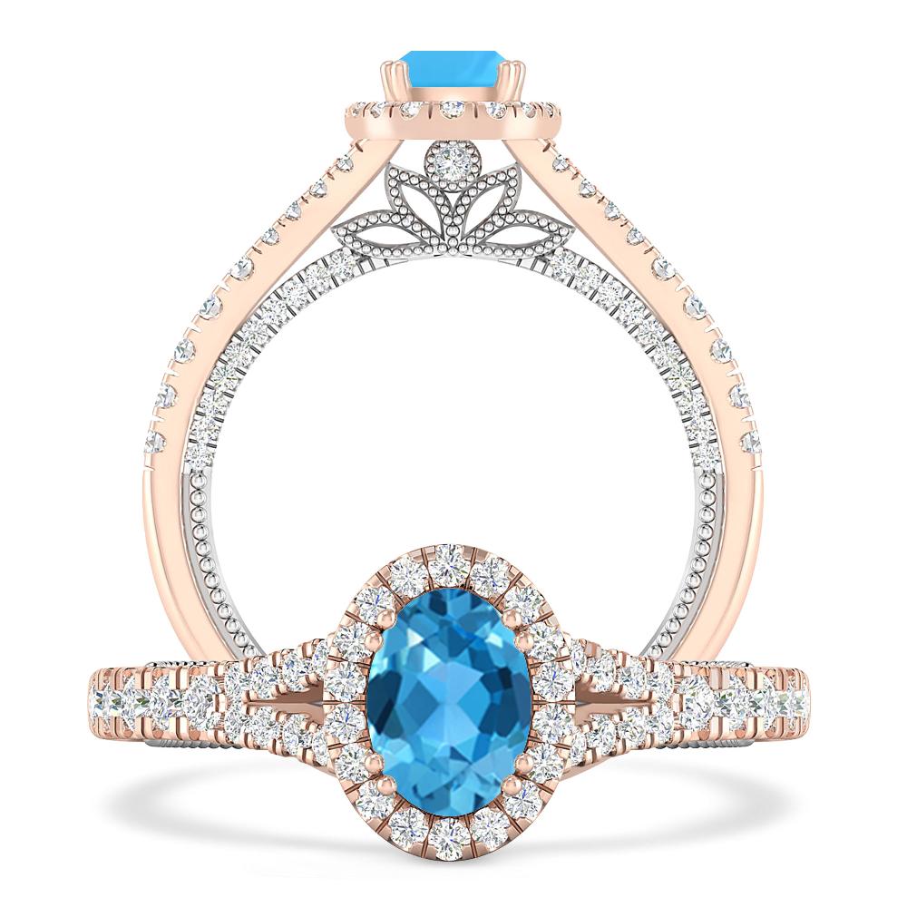 Rose Gold - Blue Topaz