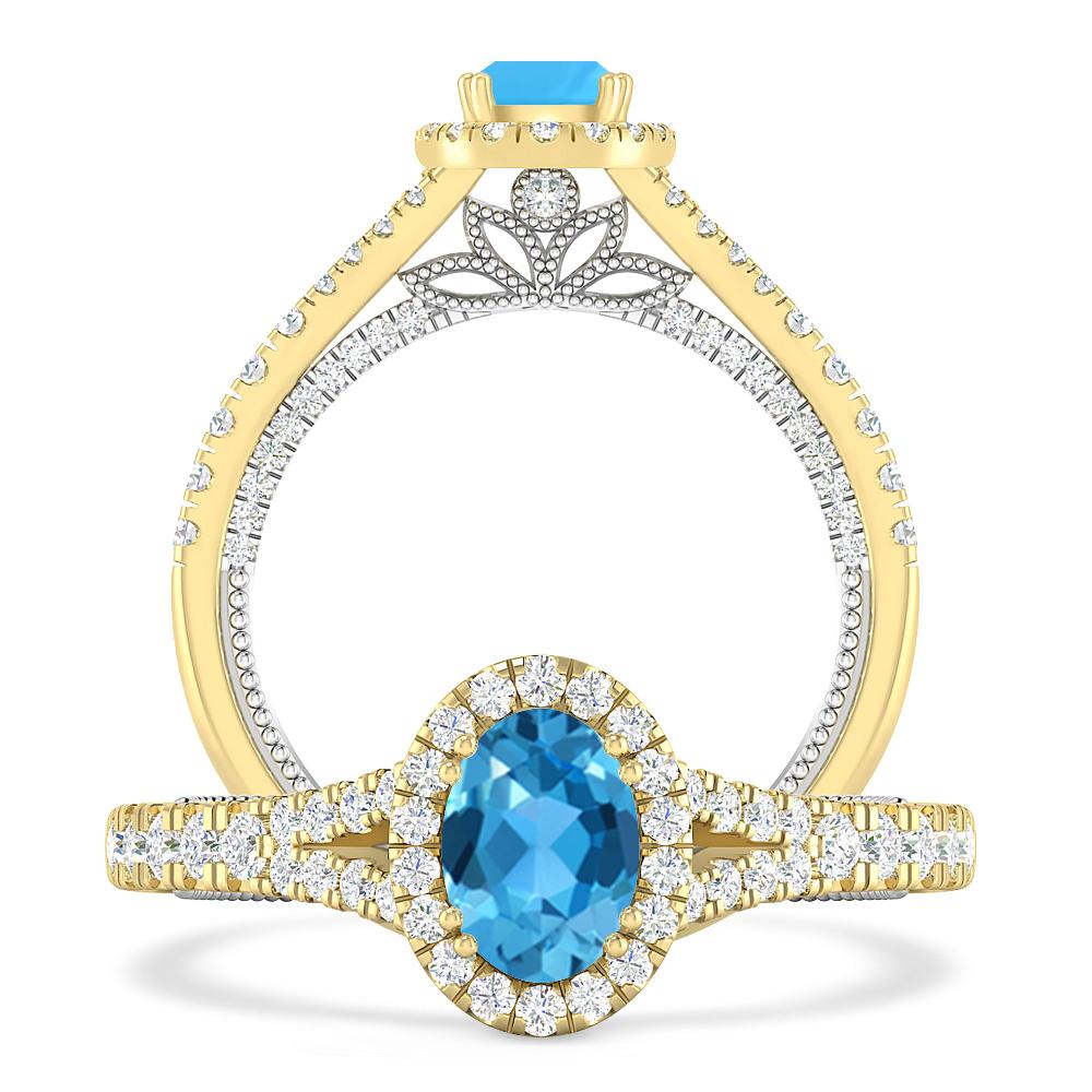 Yellow Gold - Blue Topaz