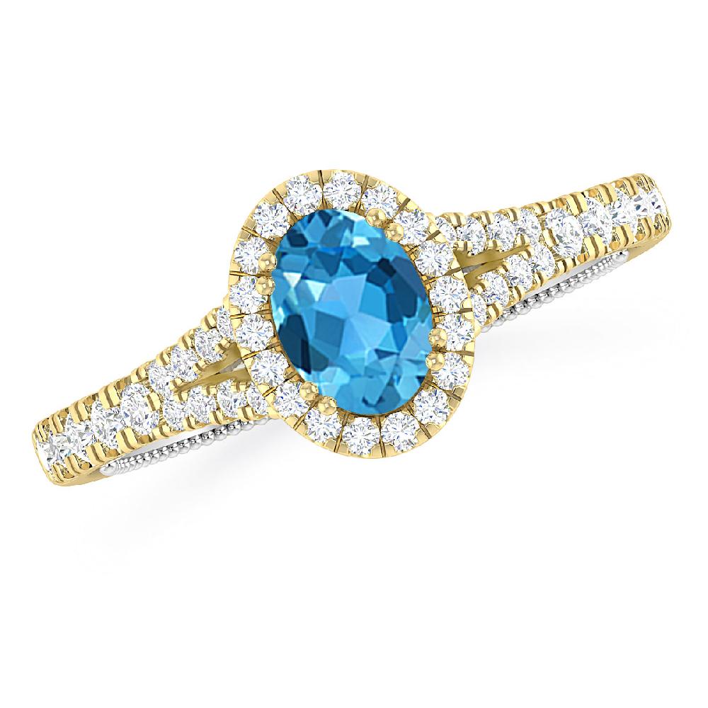 Yellow Gold - Blue Topaz