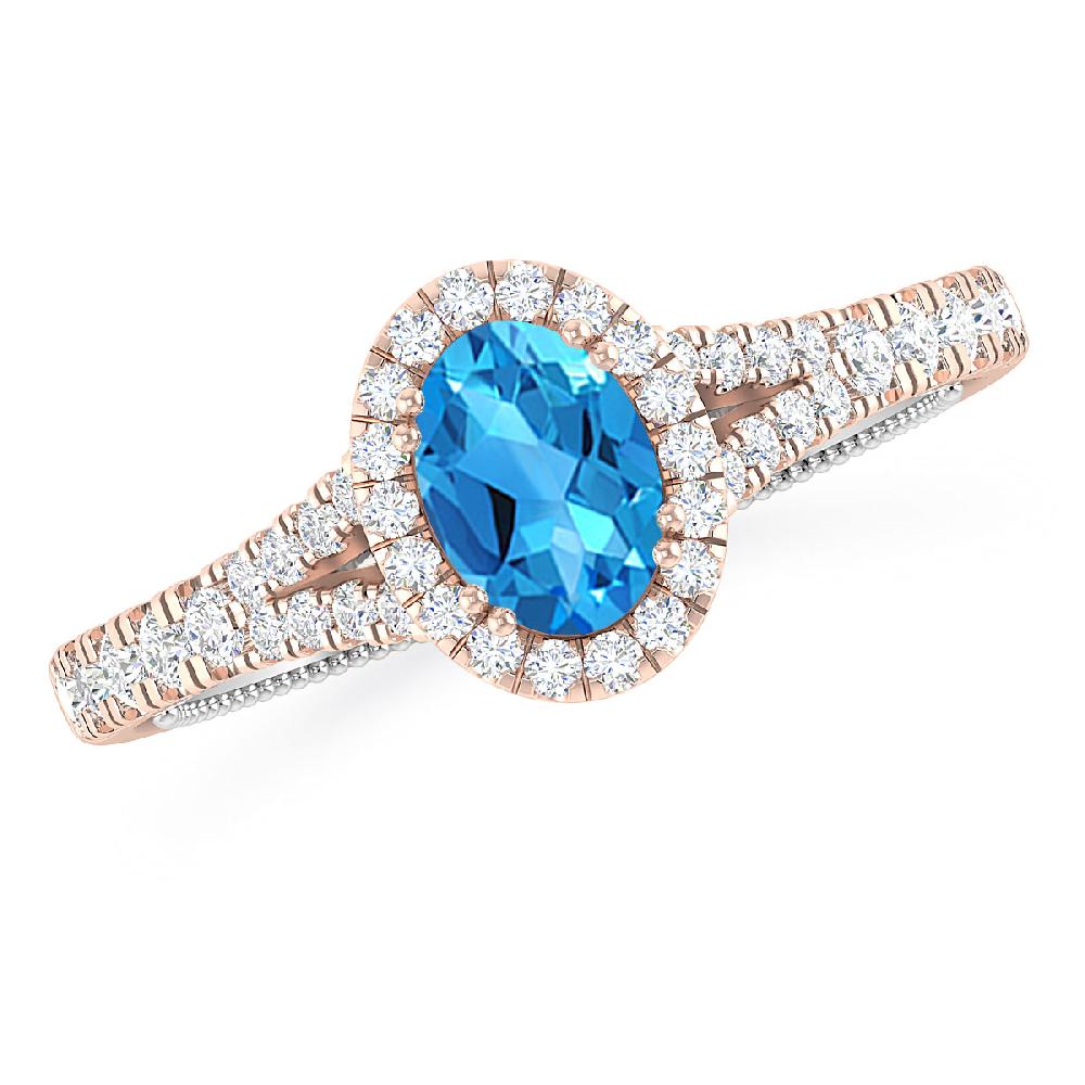 Rose Gold - Blue Topaz