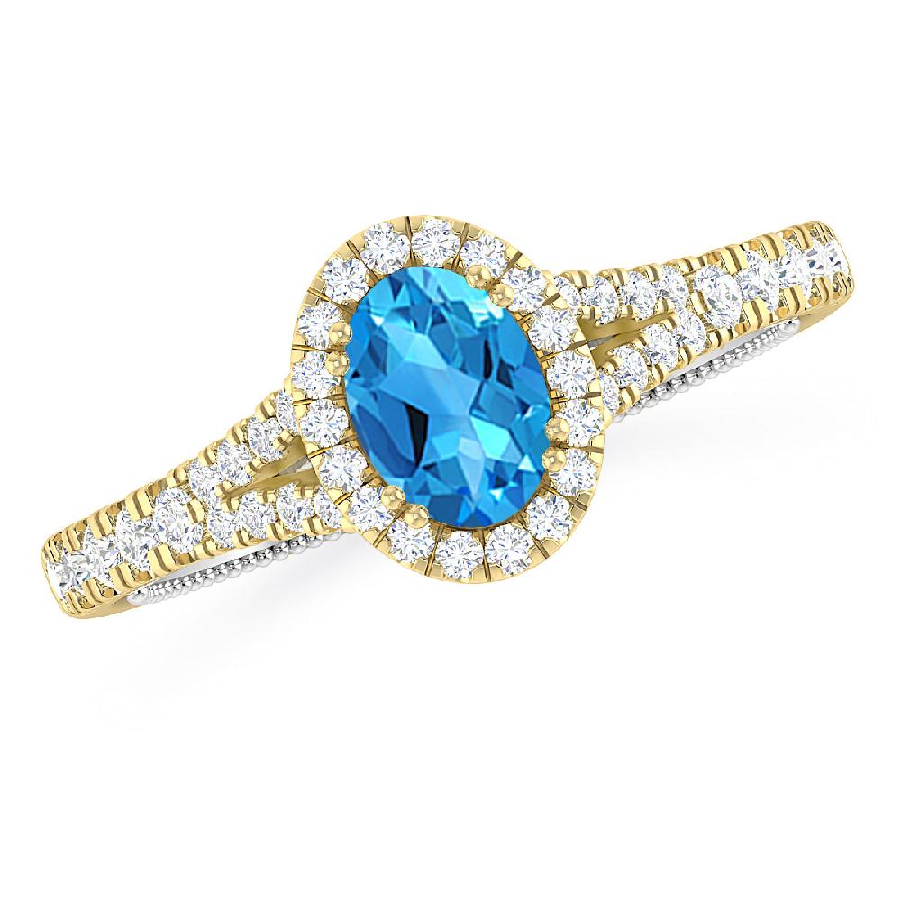 Yellow Gold - Blue Topaz