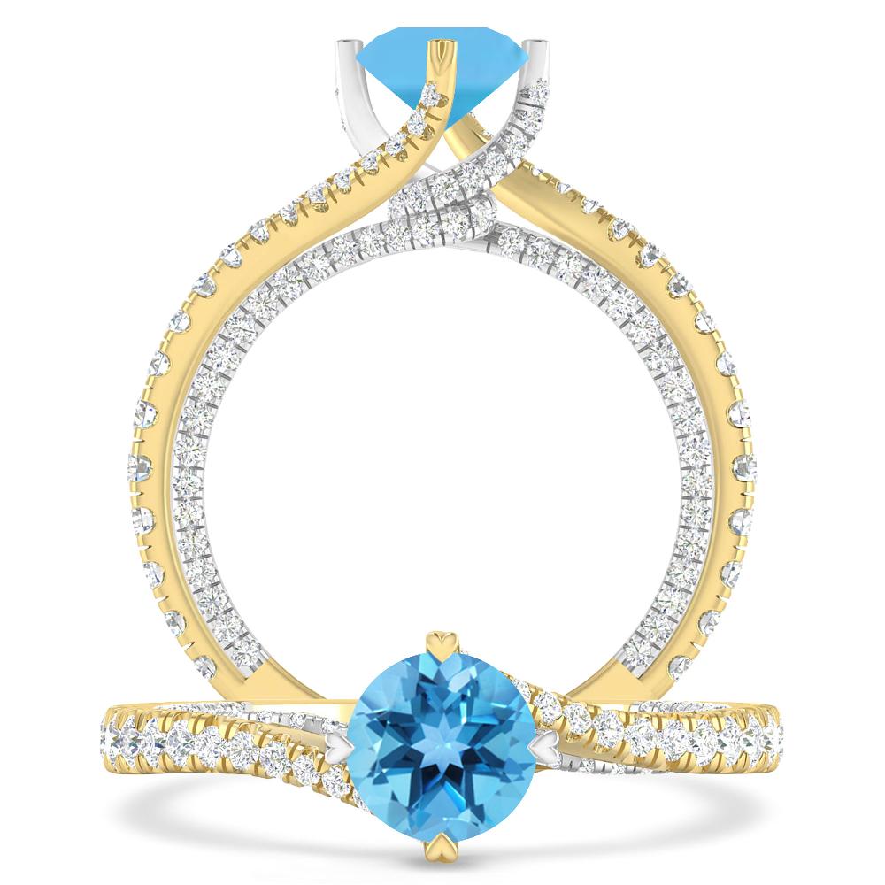 Yellow Gold - Blue Topaz