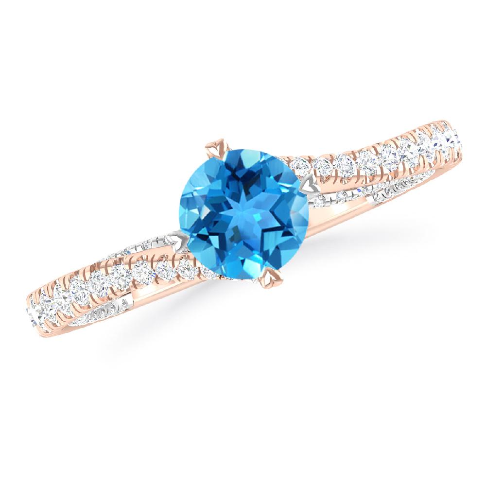 Rose Gold - Blue Topaz