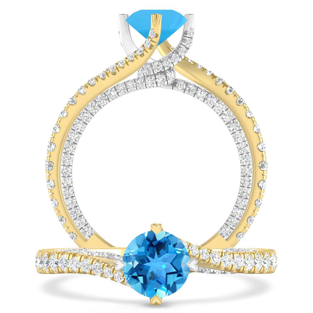 Yellow Gold - Blue Topaz