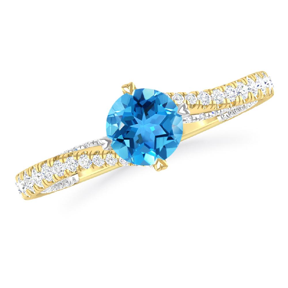 Yellow Gold - Blue Topaz