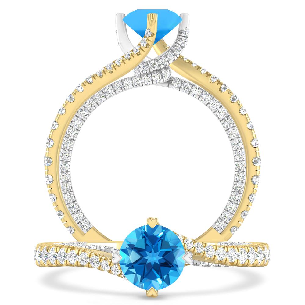 Yellow Gold - Blue Topaz