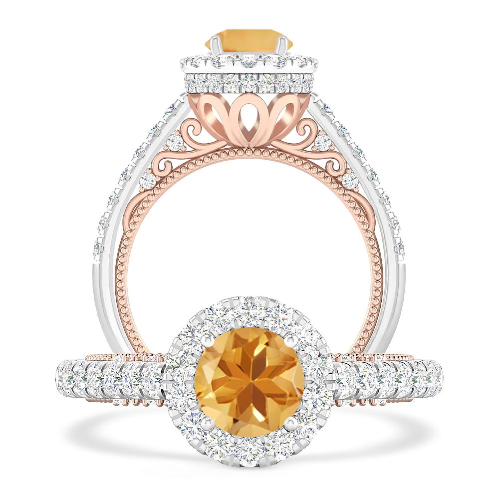 White Gold/Rose Gold - Citrine