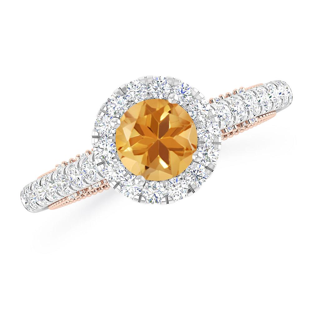 White Gold/Rose Gold - Citrine