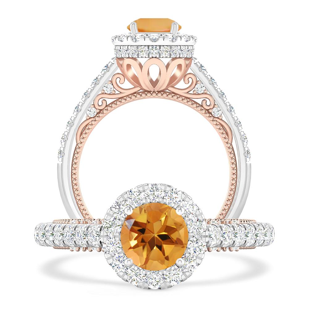 White Gold/Rose Gold - Citrine