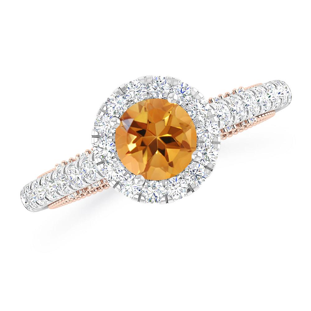 White Gold/Rose Gold - Citrine