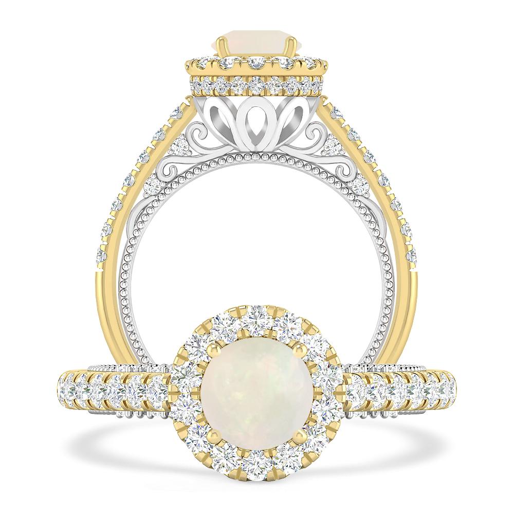 Yellow Gold/White Gold - Opal