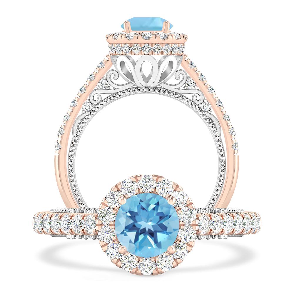 Rose Gold/White Gold - Blue Topaz