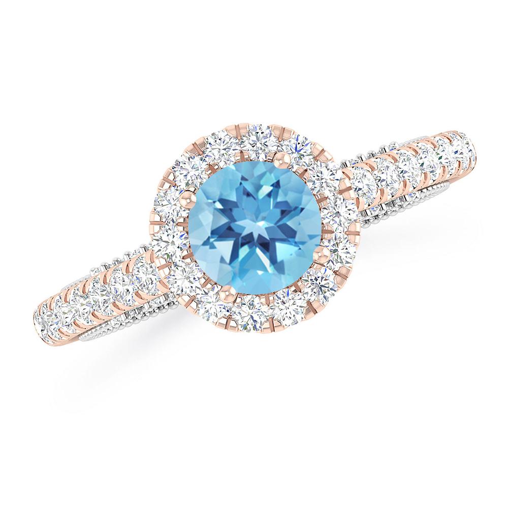 Rose Gold/White Gold - Blue Topaz