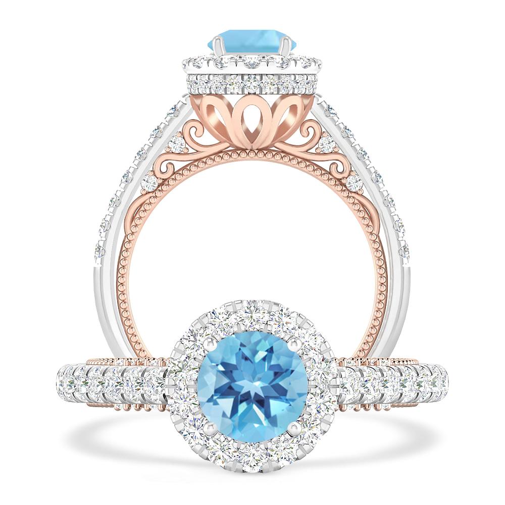 White Gold/Rose Gold - Blue Topaz