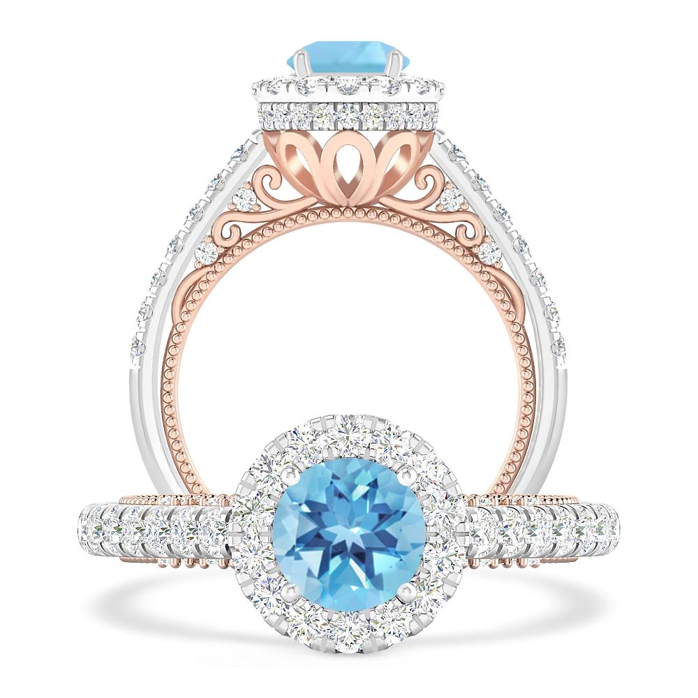 White Gold/Rose Gold - Blue Topaz