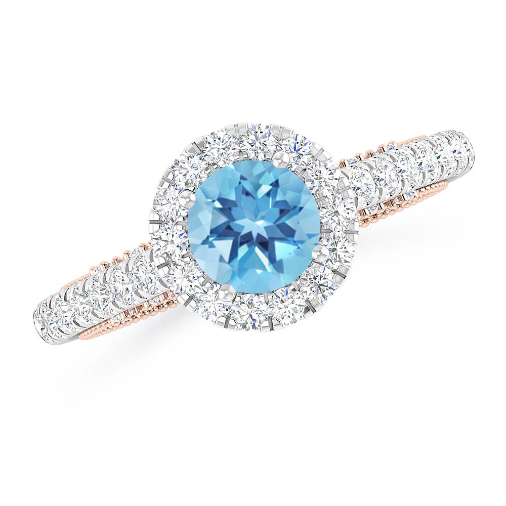 White Gold/Rose Gold - Blue Topaz