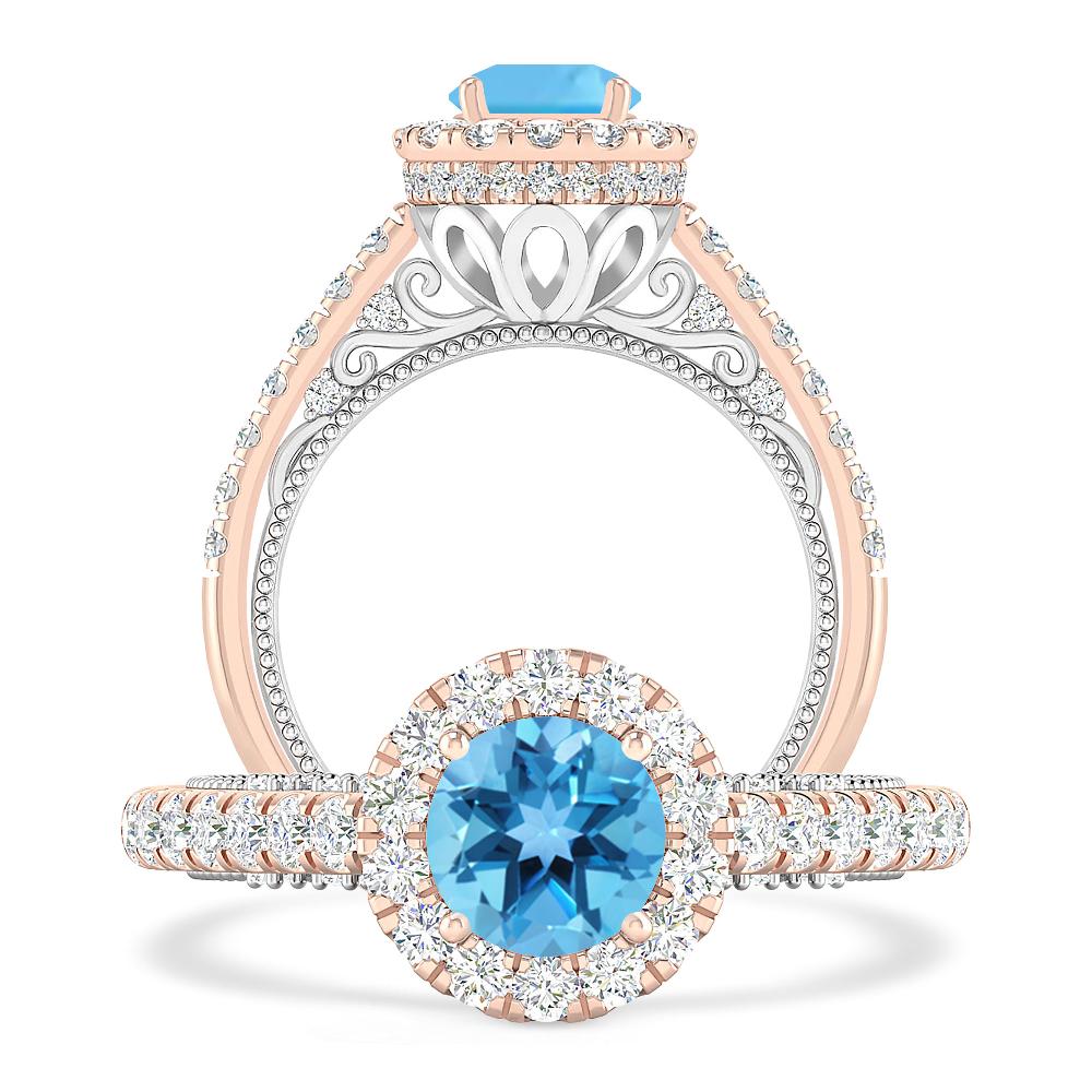 Rose Gold/White Gold - Blue Topaz