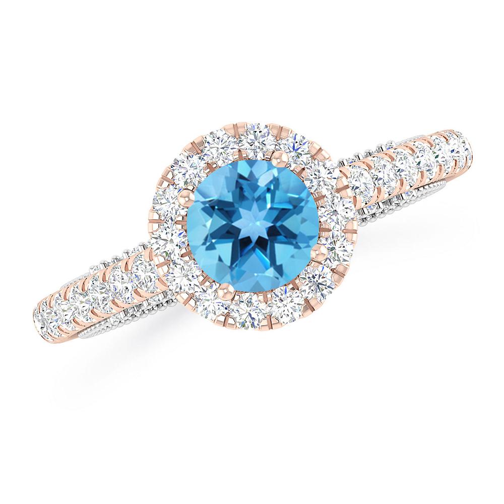 Rose Gold/White Gold - Blue Topaz