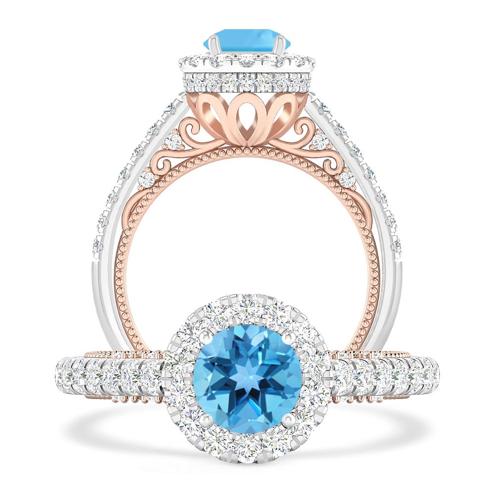 White Gold/Rose Gold - Blue Topaz