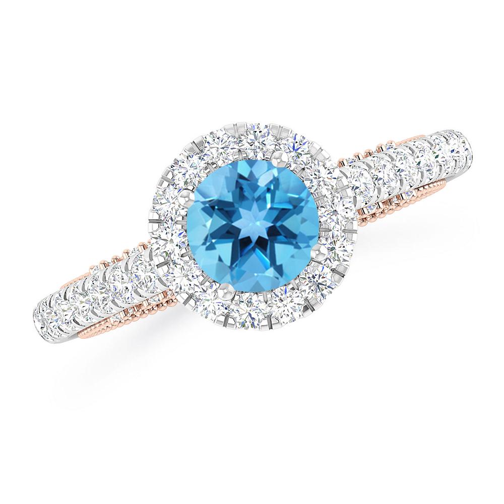 White Gold/Rose Gold - Blue Topaz