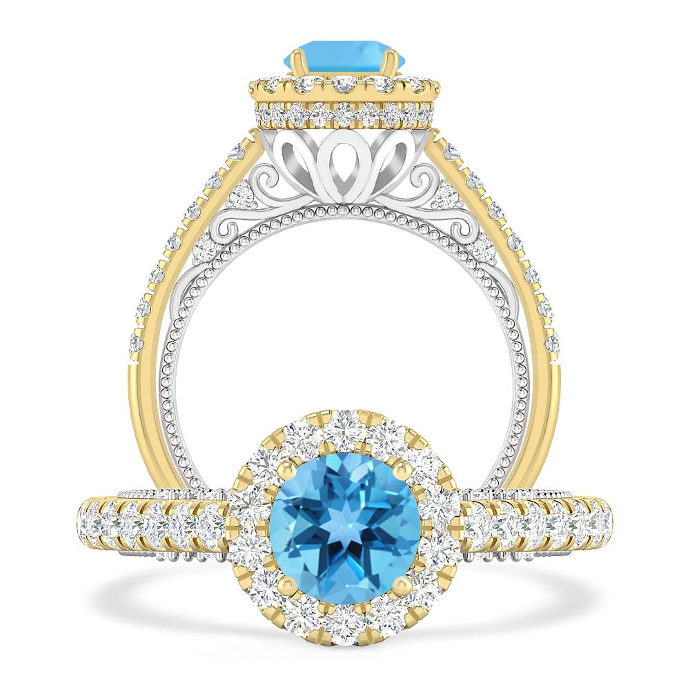 Yellow Gold/White Gold - Blue Topaz