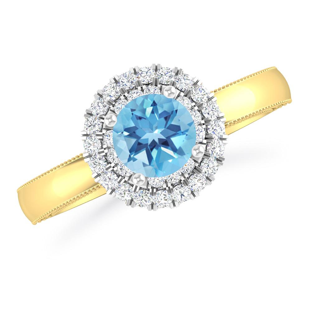 Yellow Gold - Blue Topaz