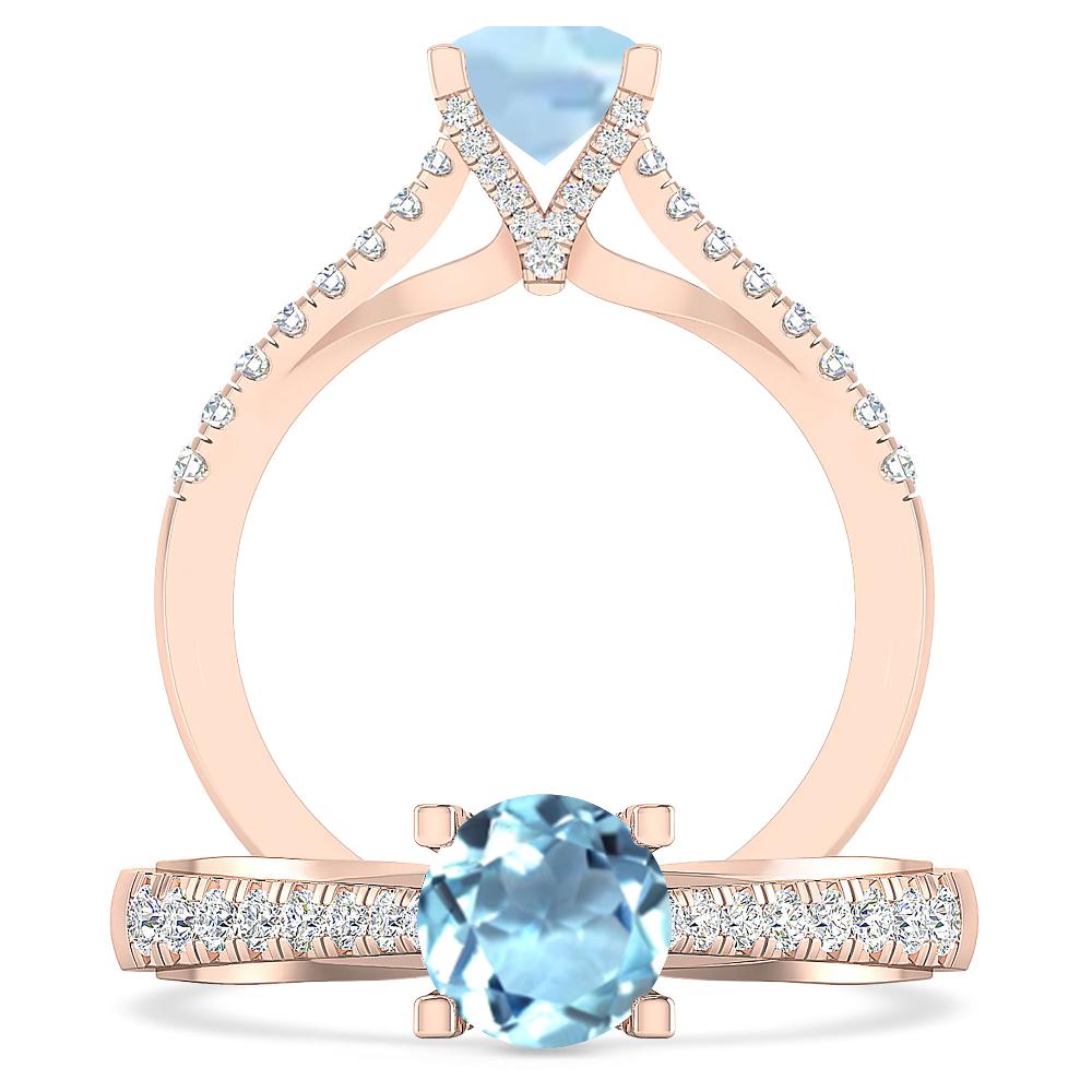 Rose Gold - Aquamarine