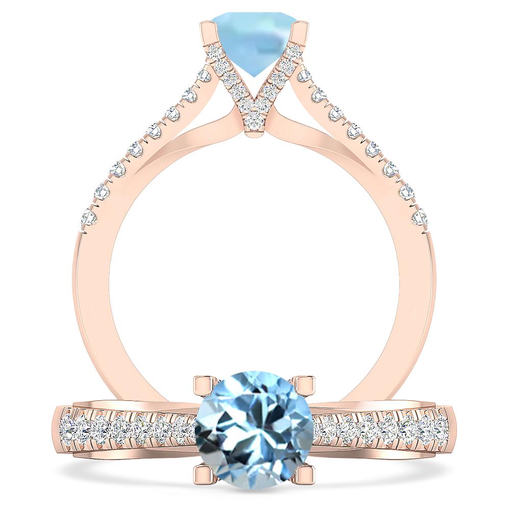 Rose Gold - Aquamarine