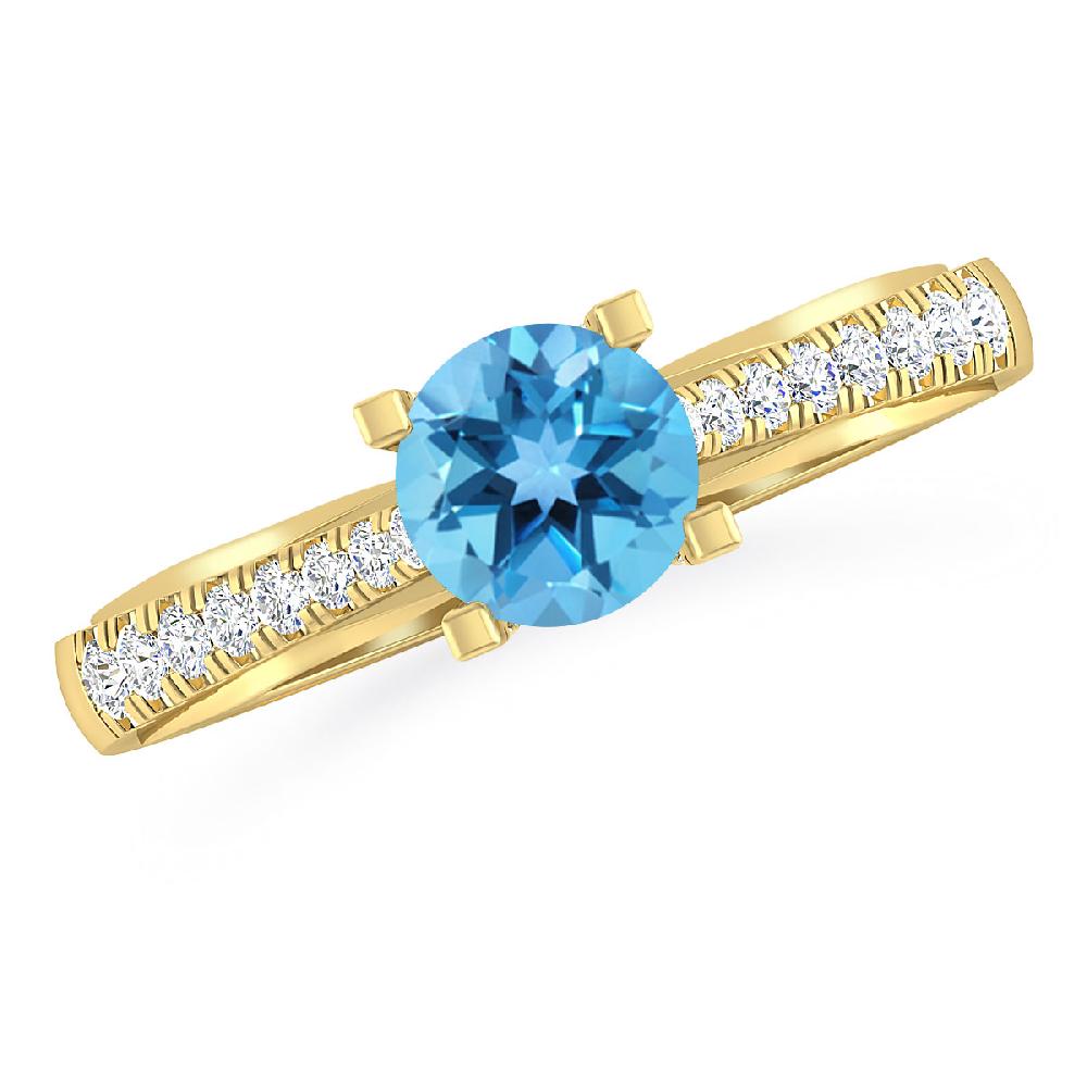 Yellow Gold - Blue Topaz