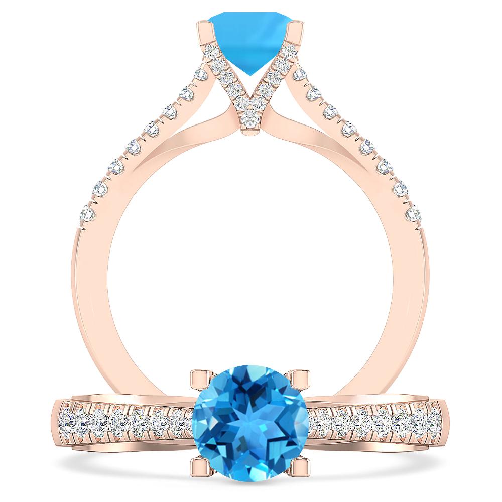 Rose Gold - Blue Topaz