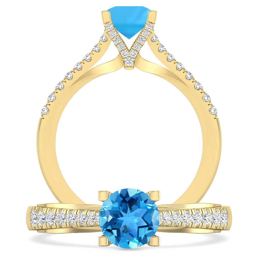 Yellow Gold - Blue Topaz