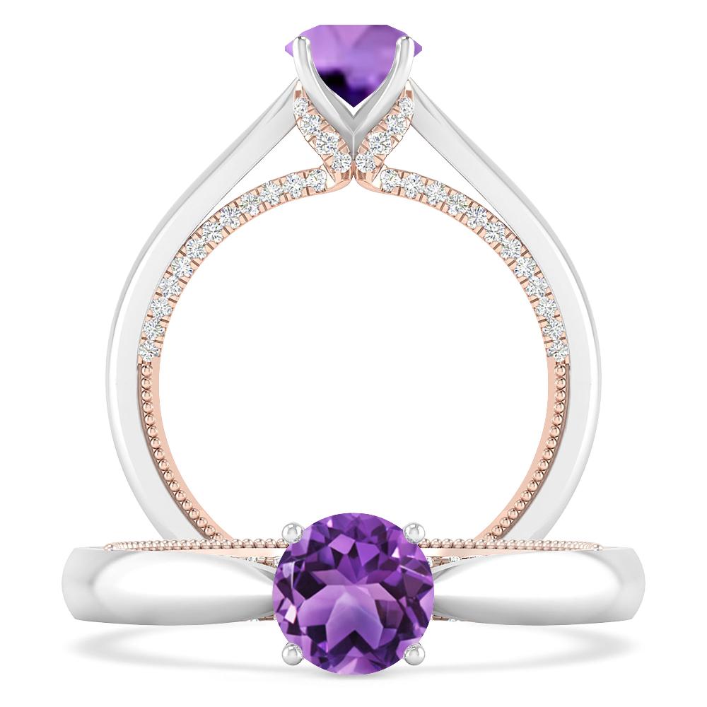 White Gold/Rose Gold - Amethyst